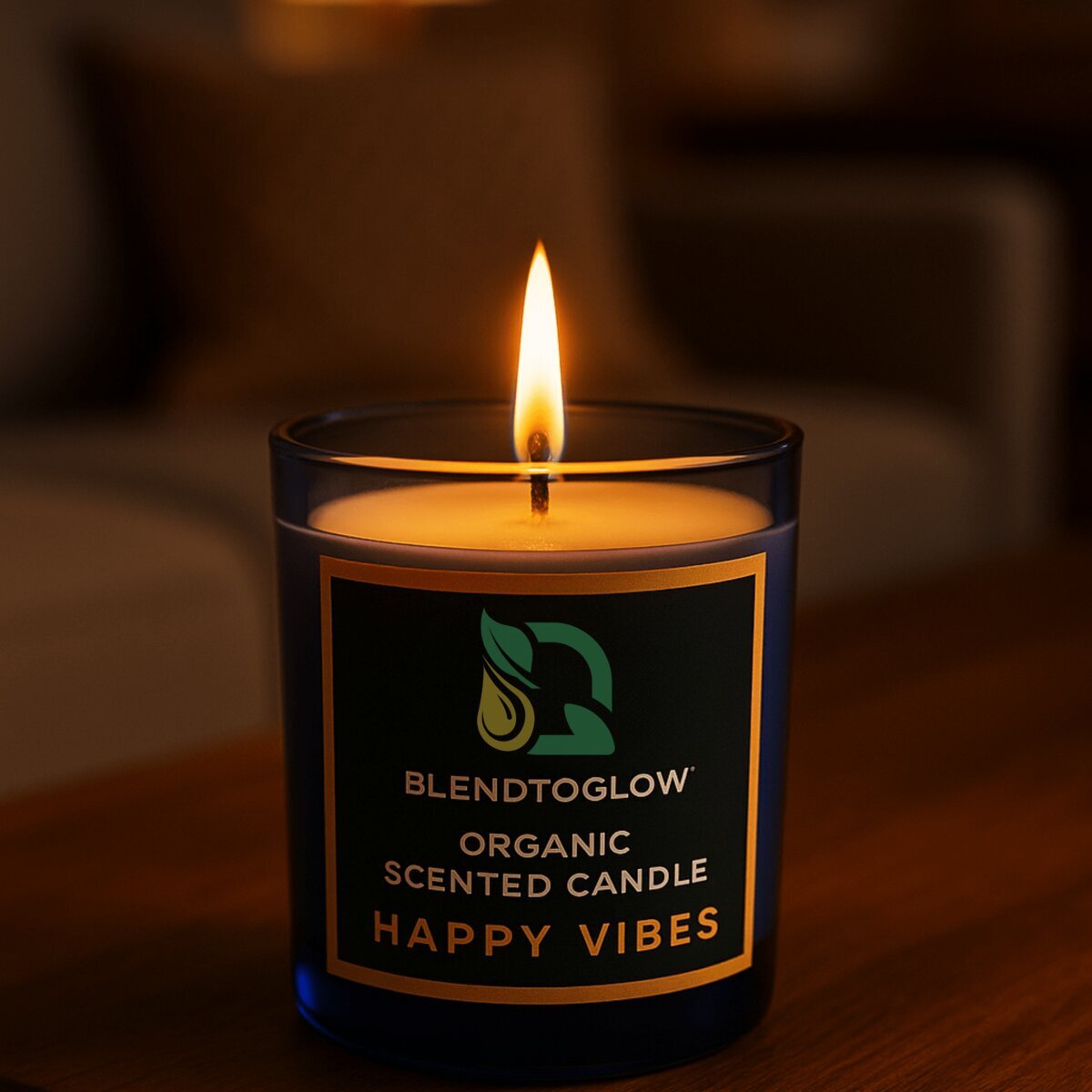 Happy Vibes 150g scented candle jar with wooden lid