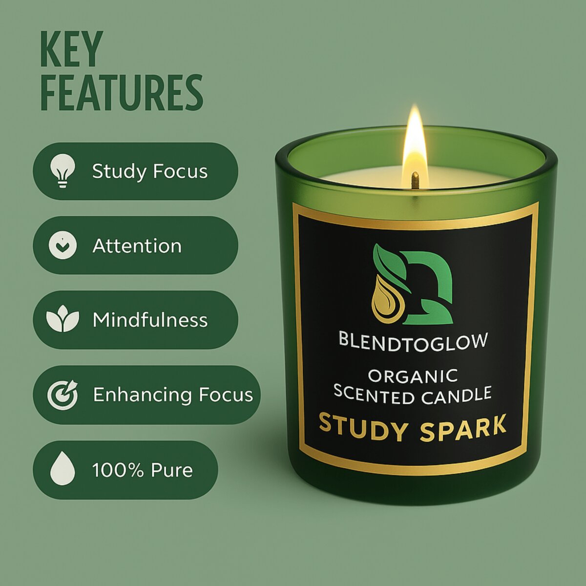 Study Spark Natural Scented Candle for Focus