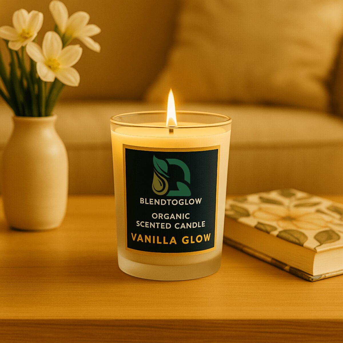 Vanilla natural scented candle for calm