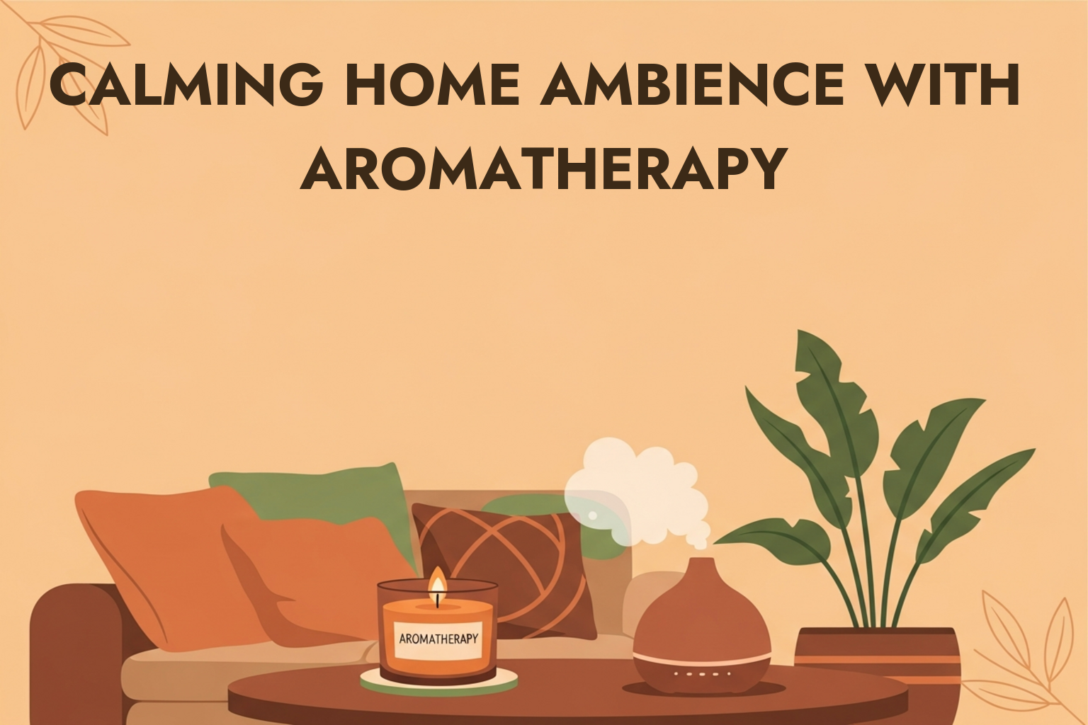 Calming home ambience with aromatherapy candles and diffuser oils