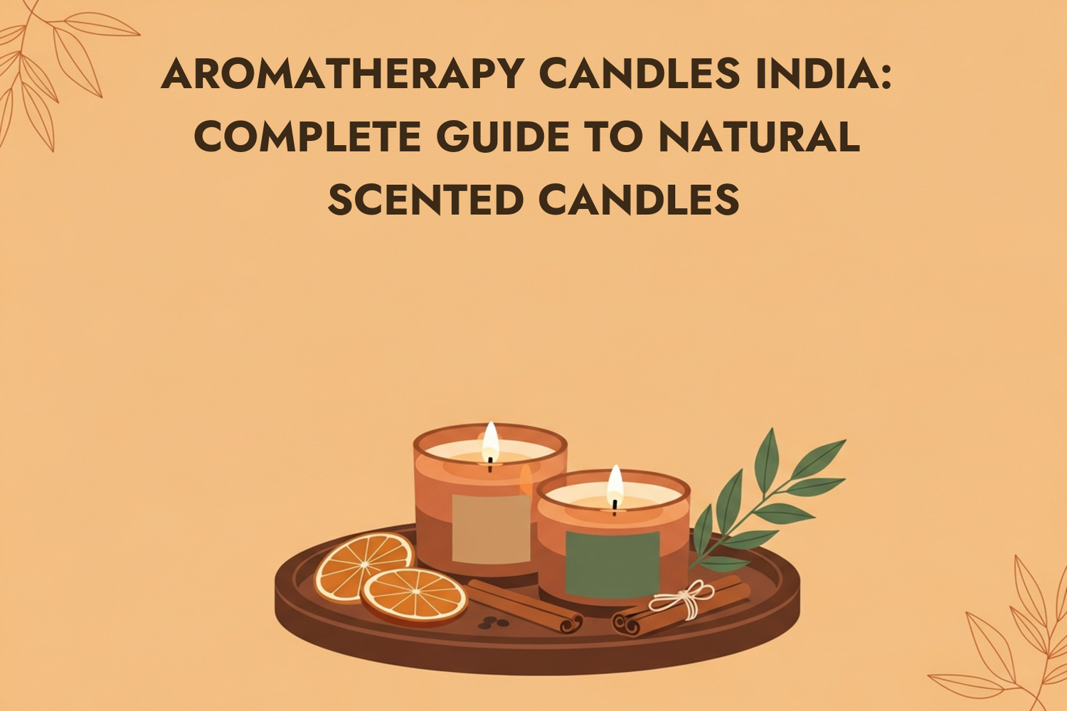 Aromatherapy candles on wooden tray in cozy Indian living room