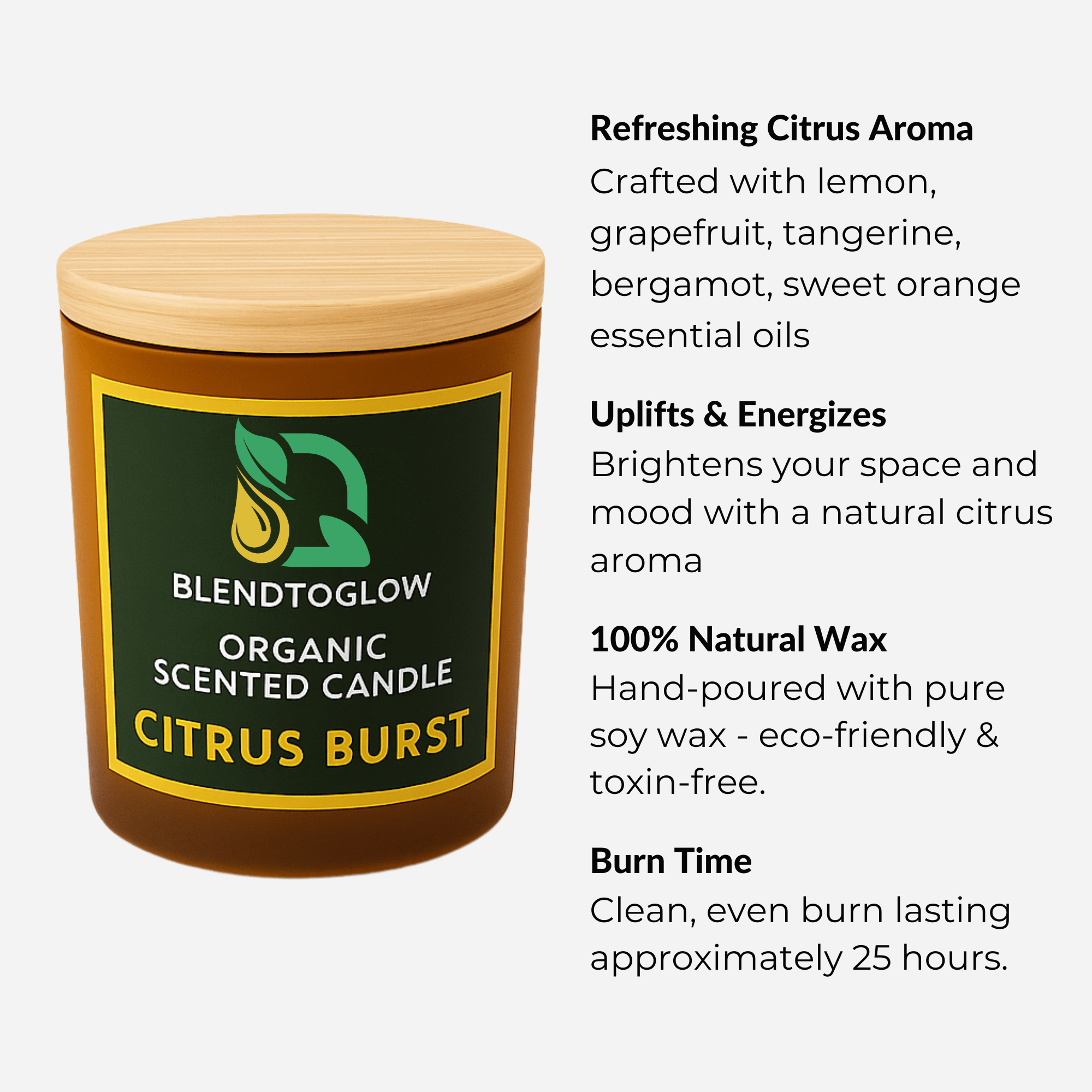 Citrus Burst energizing natural scented candle