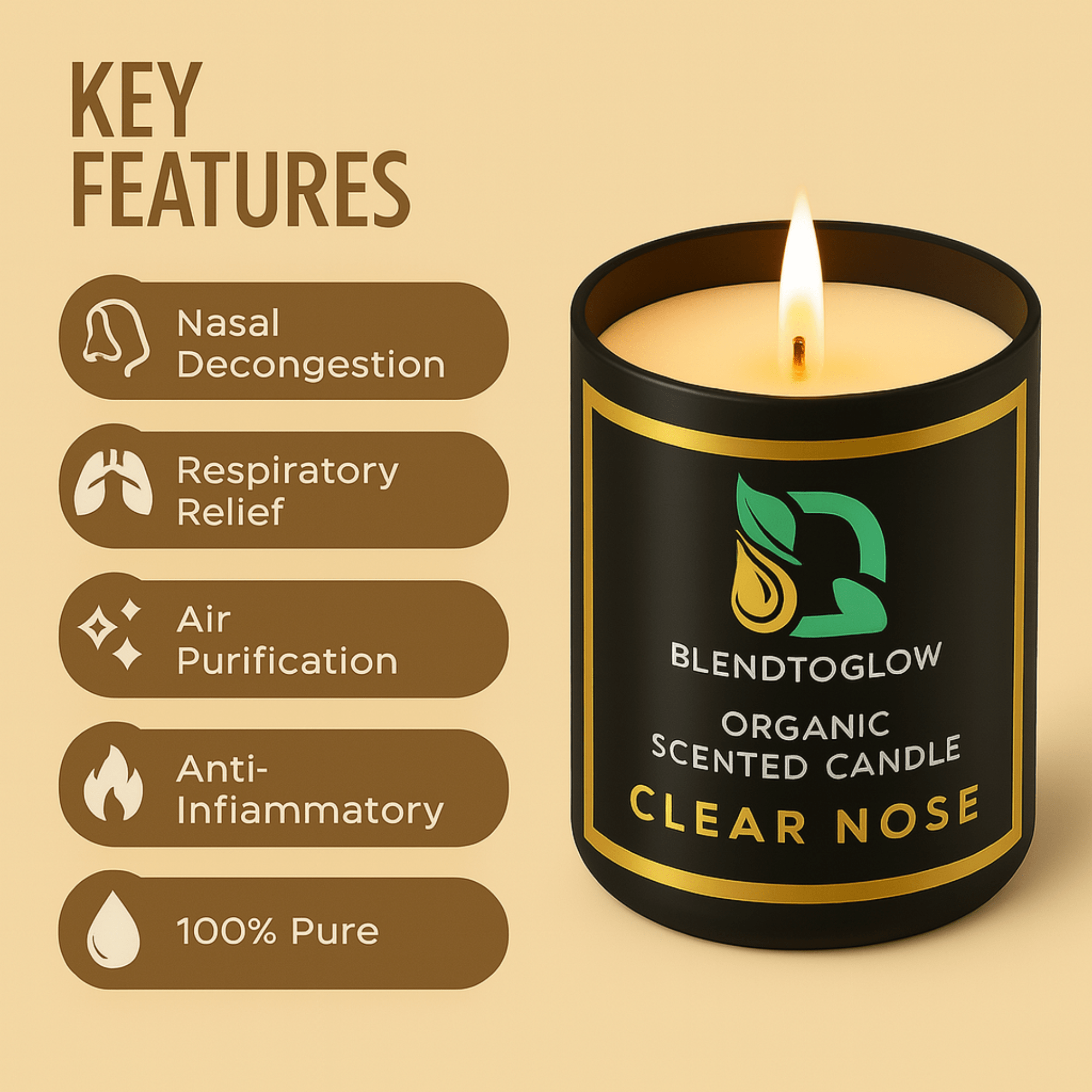Clear Nose natural scented candle for clear breathing