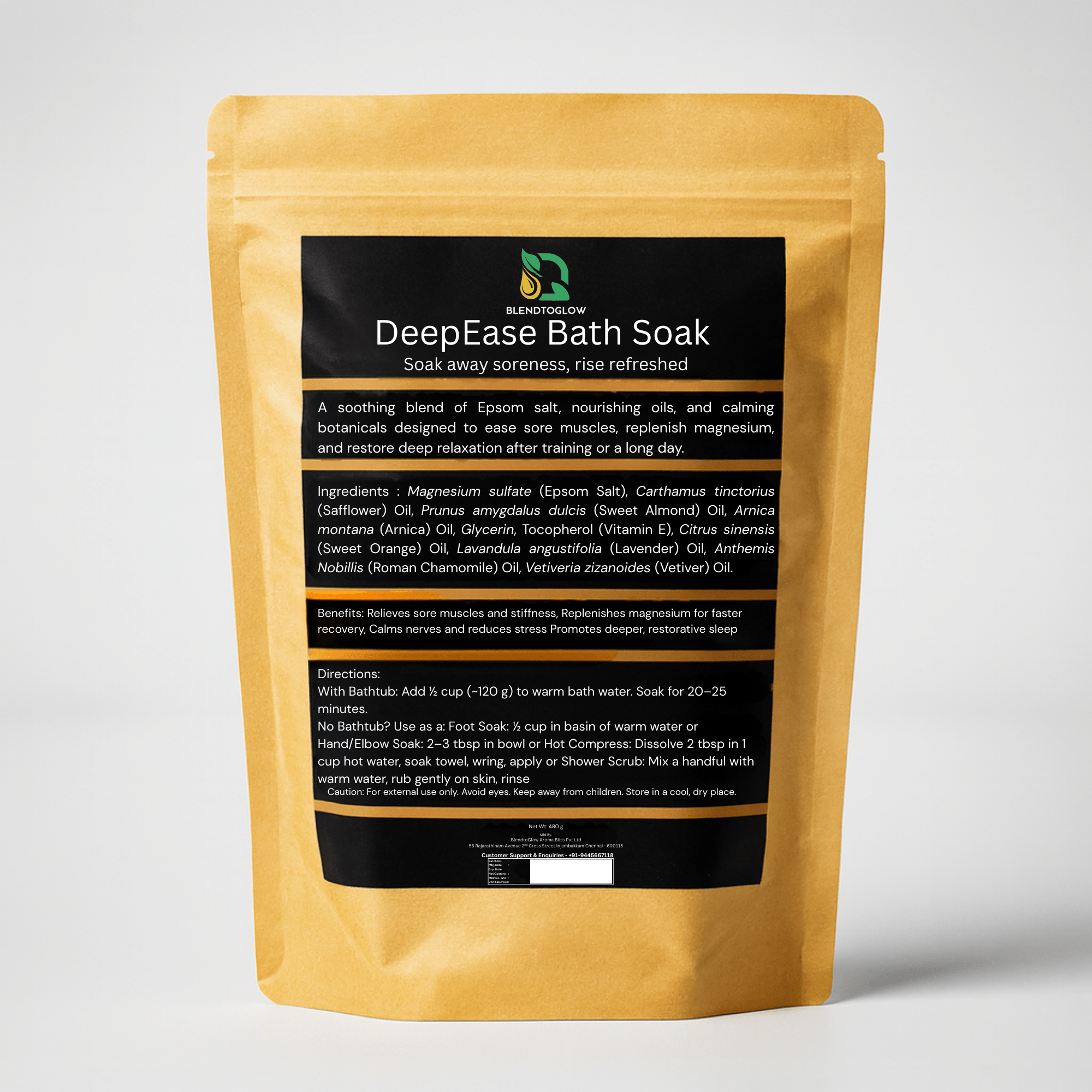 DeepEase Epsom Salt Bath Soak for Muscle Recovery - BlendToGlow