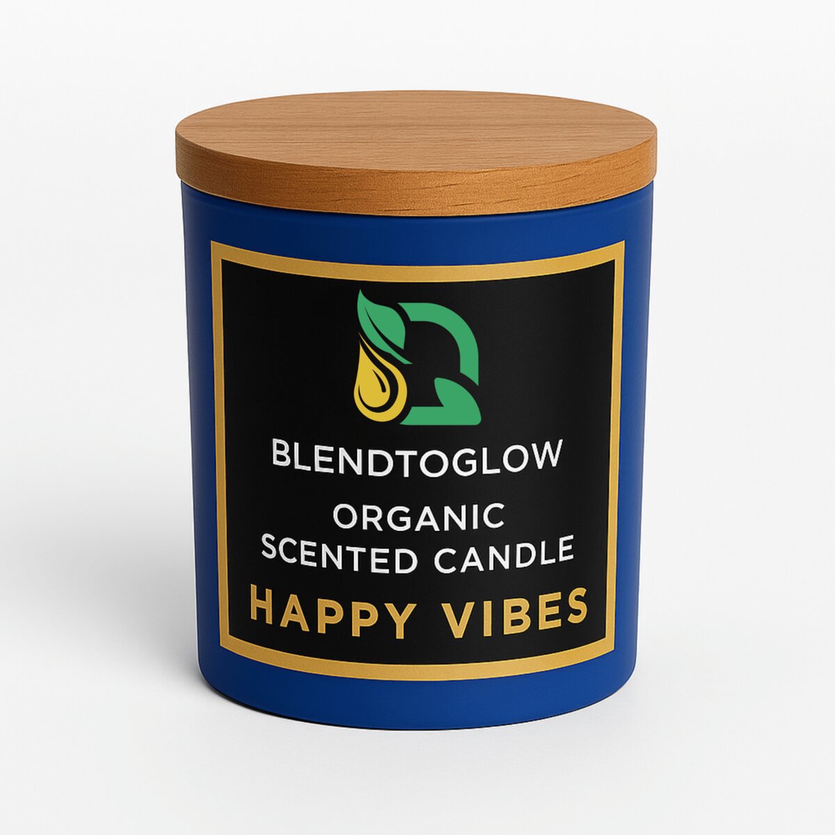 Happy Vibes 150g candle jar with wooden lid for mood elevation