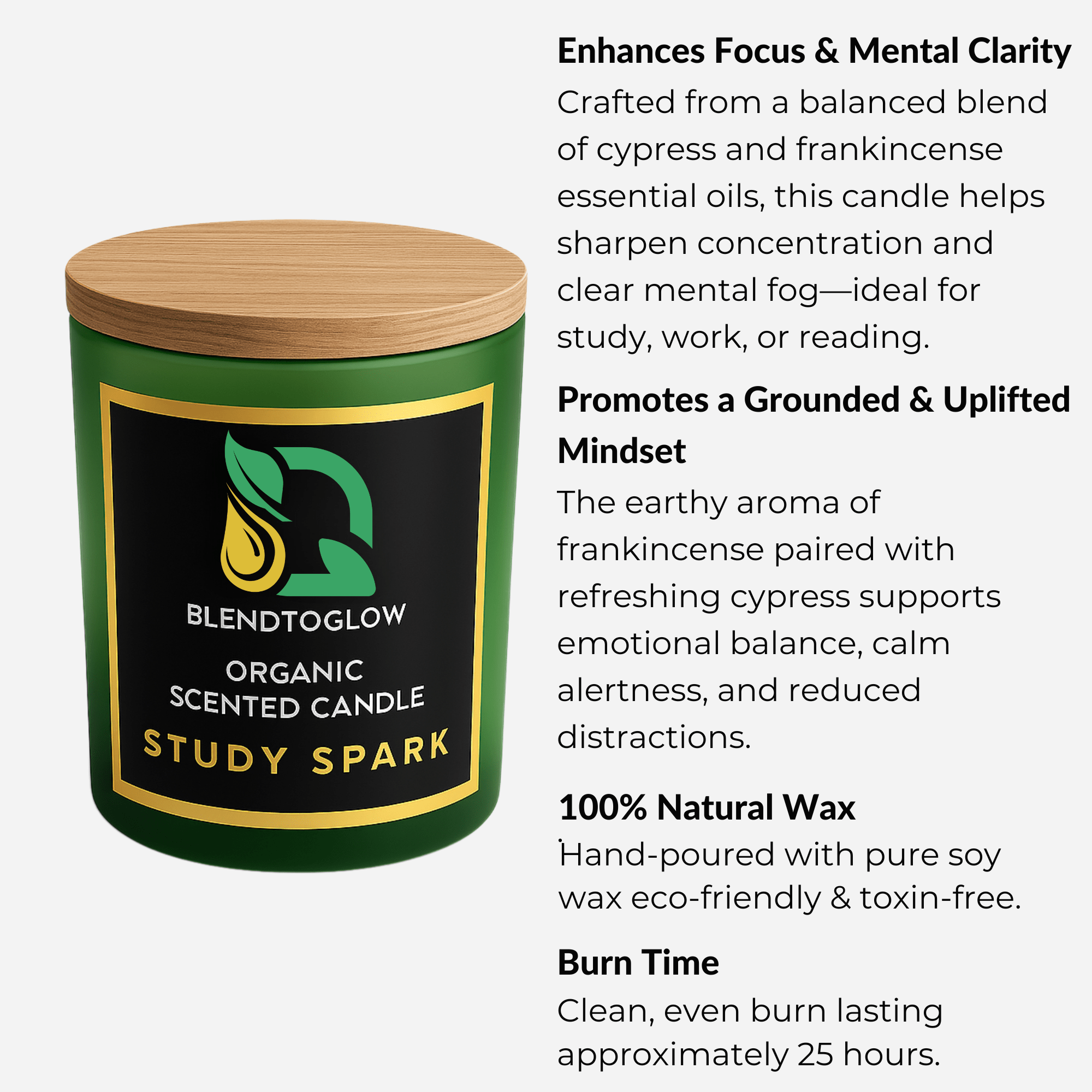 Study Spark Natural Scented Candle for Focus
