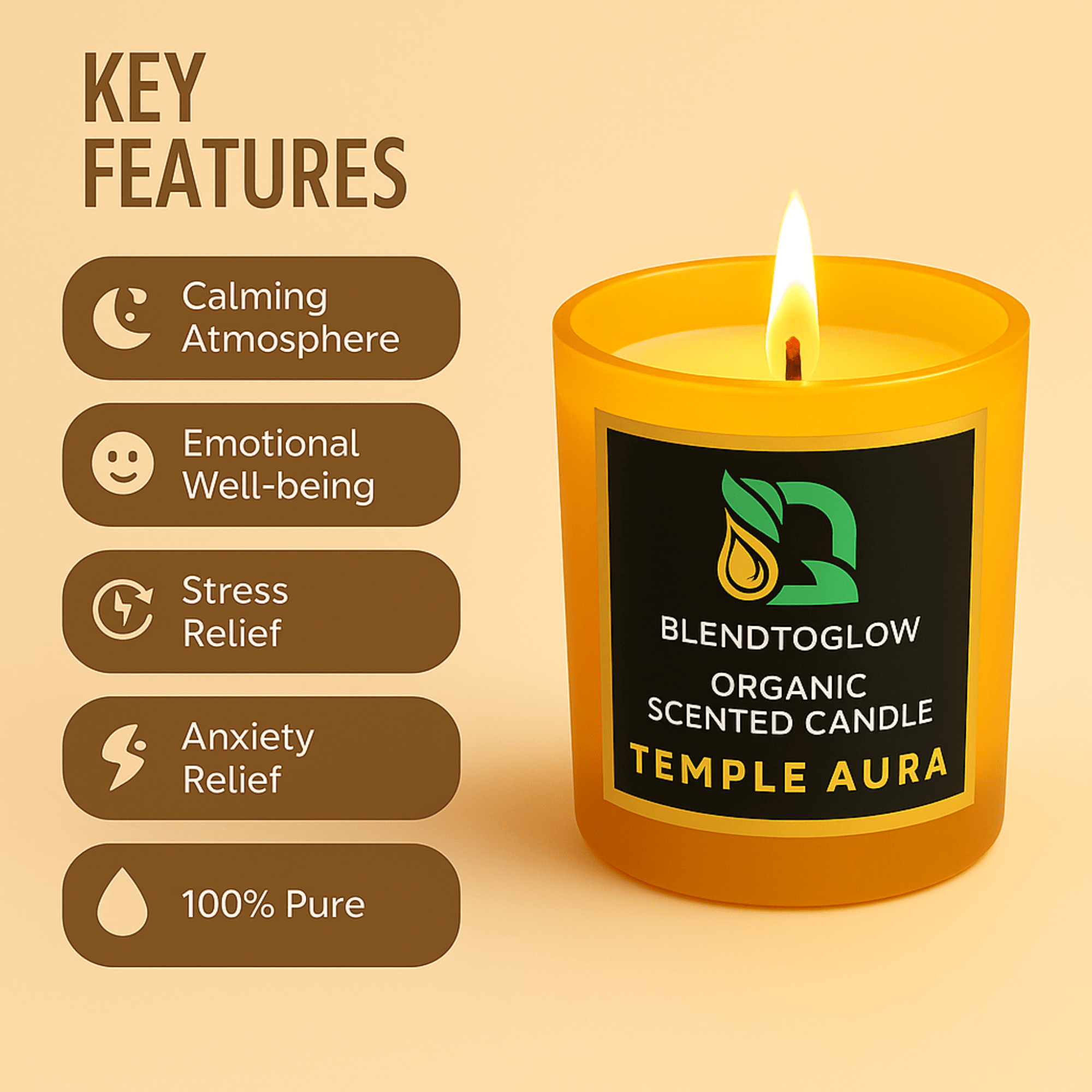 Temple Aura earthy natural scented candle