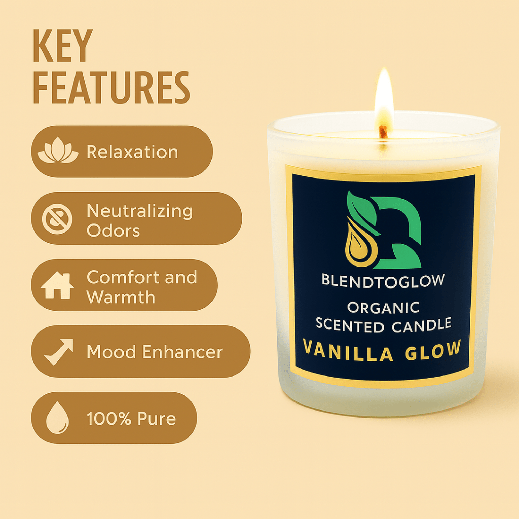 Vanilla natural scented candle for calm