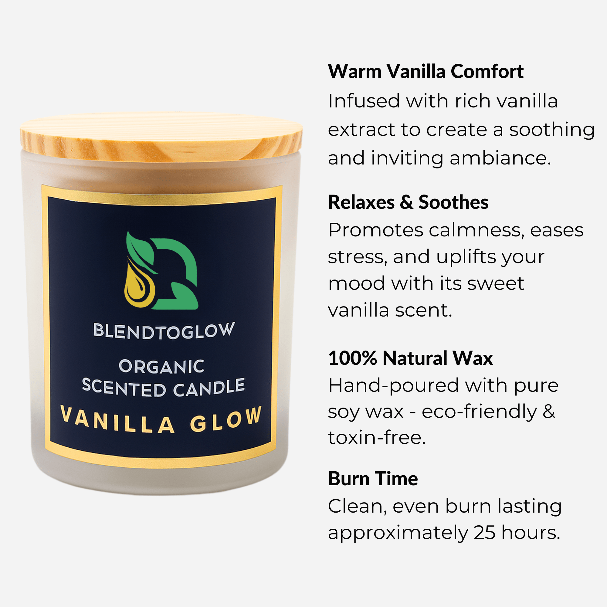 Vanilla natural scented candle for calm